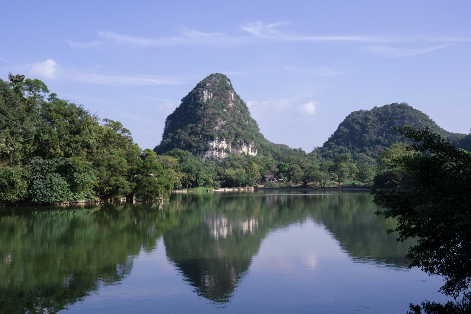 Water and mountains in LongTan park, Liuzhou, China