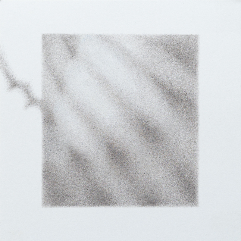 Worlds Apart single artwork. Greyscale pencil sketch of light and texture pattern with abstract bird-like shapes to the left side.